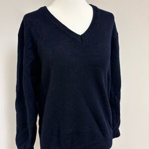 Classic V-Neck Women's Sweater - Navy
